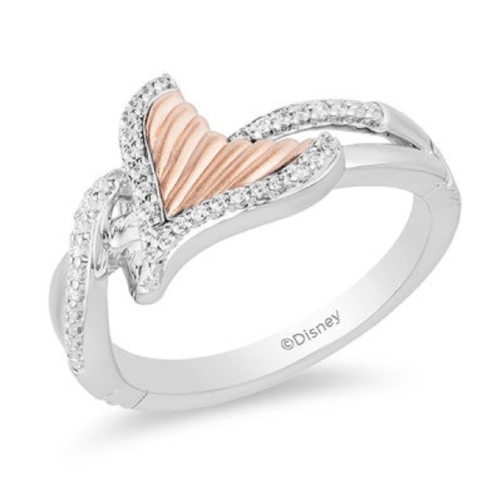 Zales Enchanted Disney Little Mermaid Tail Fin Engagement Ring Size 7 ✨